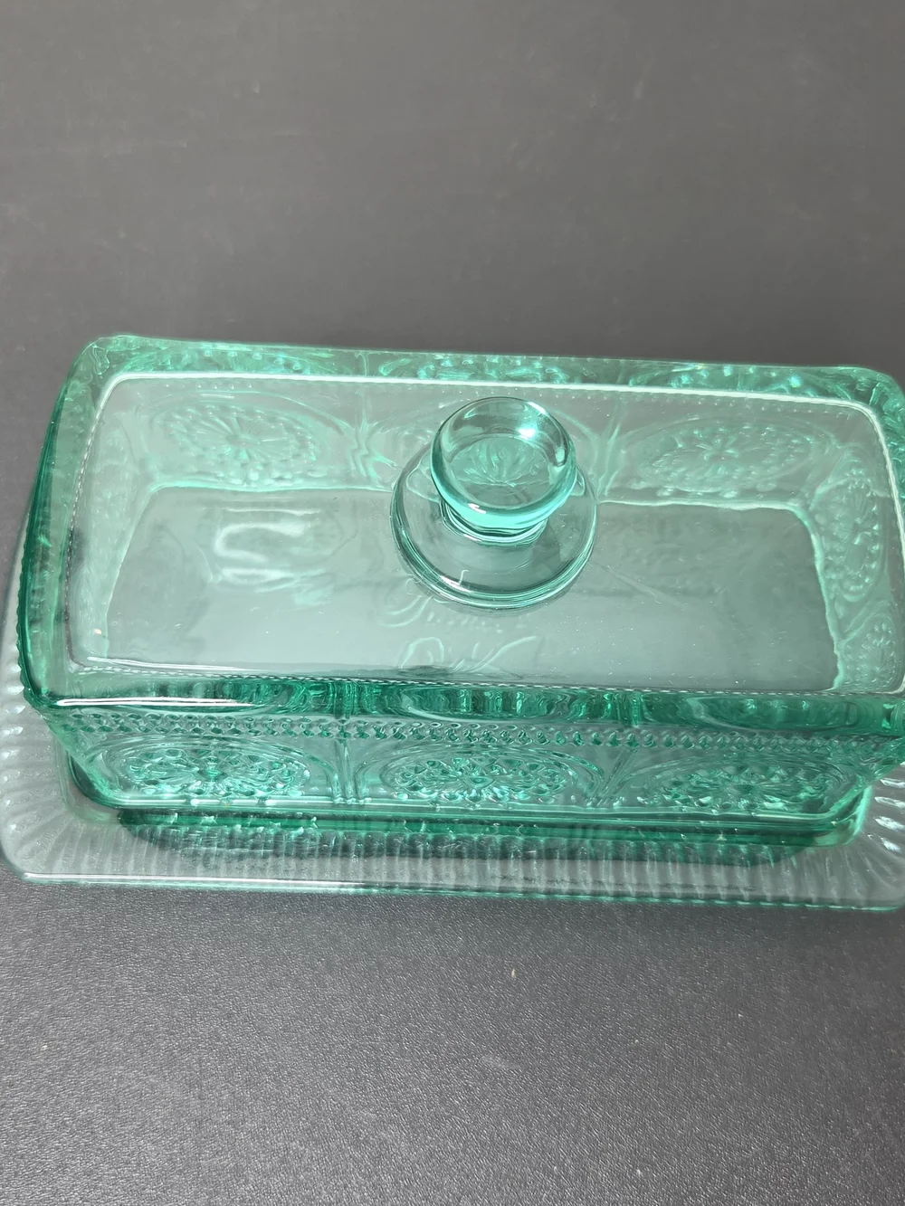 Pioneer Woman Adeline Glass Butter Dish In Teal